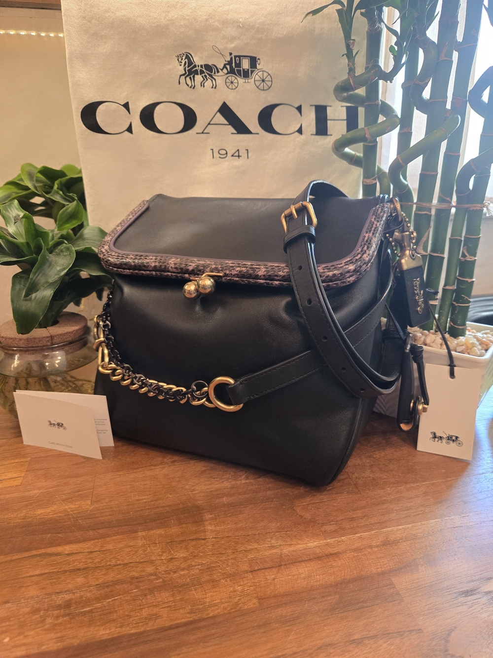 ✨ RARE ✨ Coach 1941 Rider Bag 24 Exotic Genuine Snakeskin Trim - NWT Pristine!